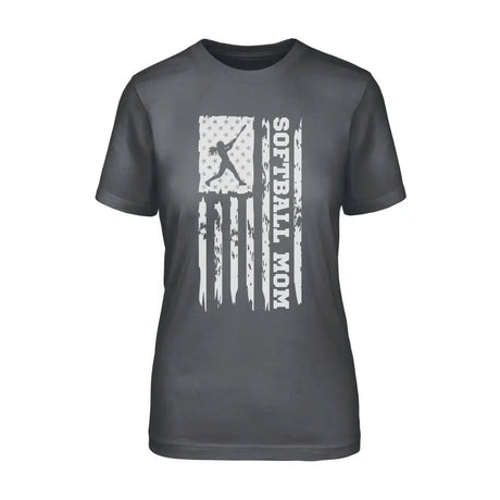 Softball Mom Vertical Flag on a Unisex T-Shirt with a White Graphic