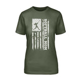 Softball Mom Vertical Flag on a Unisex T-Shirt with a White Graphic