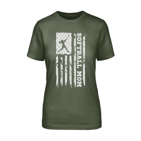 Softball Mom Vertical Flag on a Unisex T-Shirt with a White Graphic