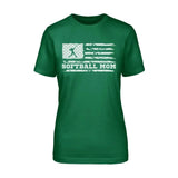 Softball Mom Horizontal Flag on a Unisex T-Shirt with a White Graphic