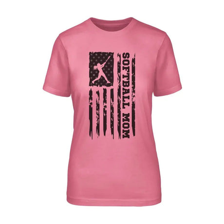 Softball Mom Vertical Flag on a Unisex T-Shirt with a Black Graphic