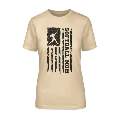 Softball Mom Vertical Flag on a Unisex T-Shirt with a Black Graphic
