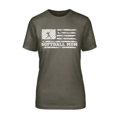 Softball Mom Horizontal Flag on a Unisex T-Shirt with a White Graphic