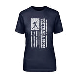 Softball Mom Vertical Flag on a Unisex T-Shirt with a White Graphic