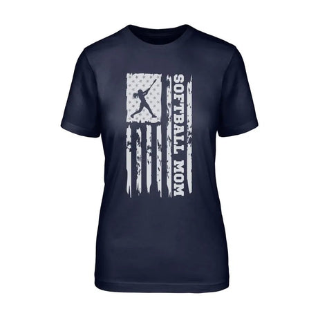 Softball Mom Vertical Flag on a Unisex T-Shirt with a White Graphic