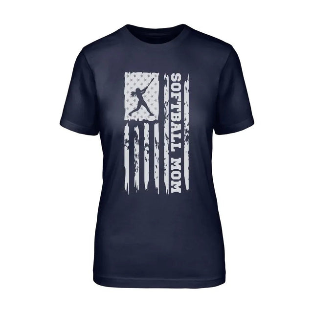 Softball Mom Vertical Flag on a Unisex T-Shirt with a White Graphic