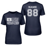 Softball Mom Horizontal Flag With Softball Player Name on a Unisex T-Shirt with a White Graphic