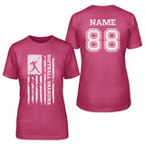 Softball Grandma Vertical Flag With Softball Player Name on a Unisex T-Shirt with a White Graphic