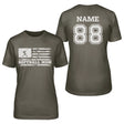 Softball Mom Horizontal Flag With Softball Player Name on a Unisex T-Shirt with a White Graphic