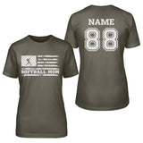 Softball Mom Horizontal Flag With Softball Player Name on a Unisex T-Shirt with a White Graphic
