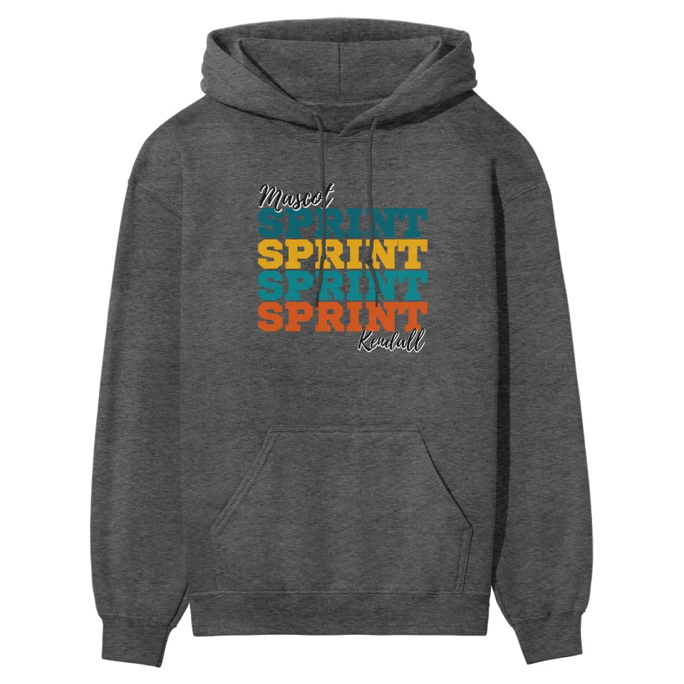 Personalized Sprint Sprint Sprint on a Hoodie With Mascot and Sprinter Name on a Hoodie