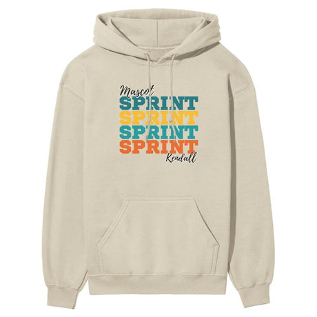 Personalized Sprint Sprint Sprint on a Hoodie With Mascot and Sprinter Name on a Hoodie