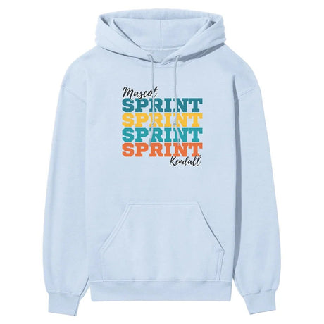 Personalized Sprint Sprint Sprint on a Hoodie With Mascot and Sprinter Name on a Hoodie