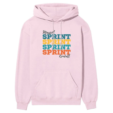 Personalized Sprint Sprint Sprint on a Hoodie With Mascot and Sprinter Name on a Hoodie