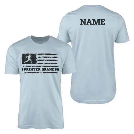 Sprint Grandpa Horizontal Flag With Sprinter Name on a Men's T-Shirt with a Black Graphic