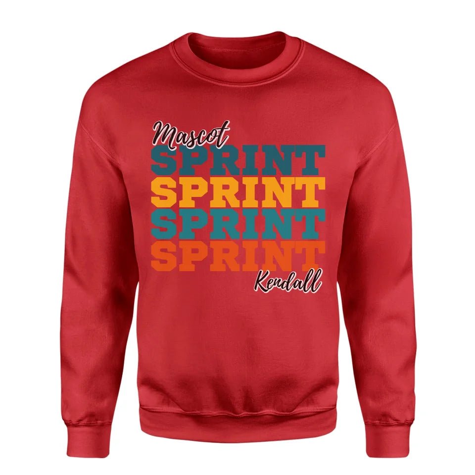 Personalized Sprint Sprint Sprint on a Sweatshirt With Mascot and Sprinter Name on a Sweatshirt