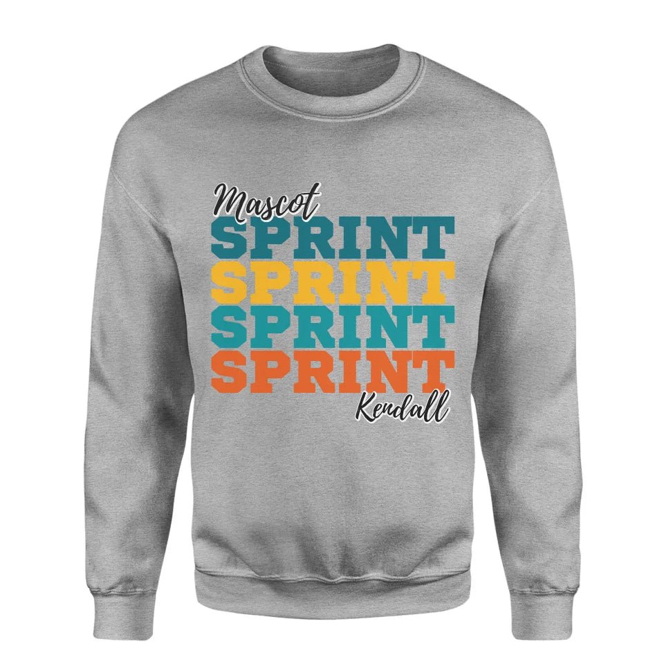 Personalized Sprint Sprint Sprint on a Sweatshirt With Mascot and Sprinter Name on a Sweatshirt