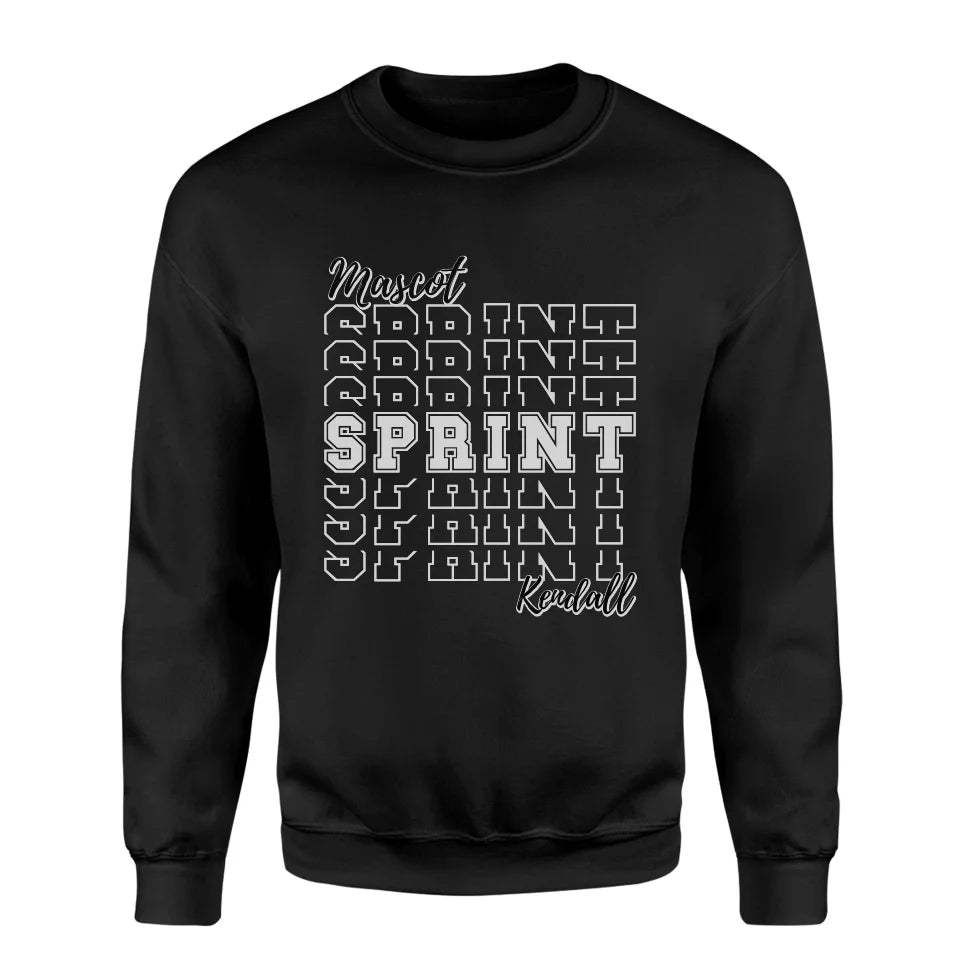 Custom Sprint on a Sweatshirt With Mascot and Sprinter Name on a Sweatshirt