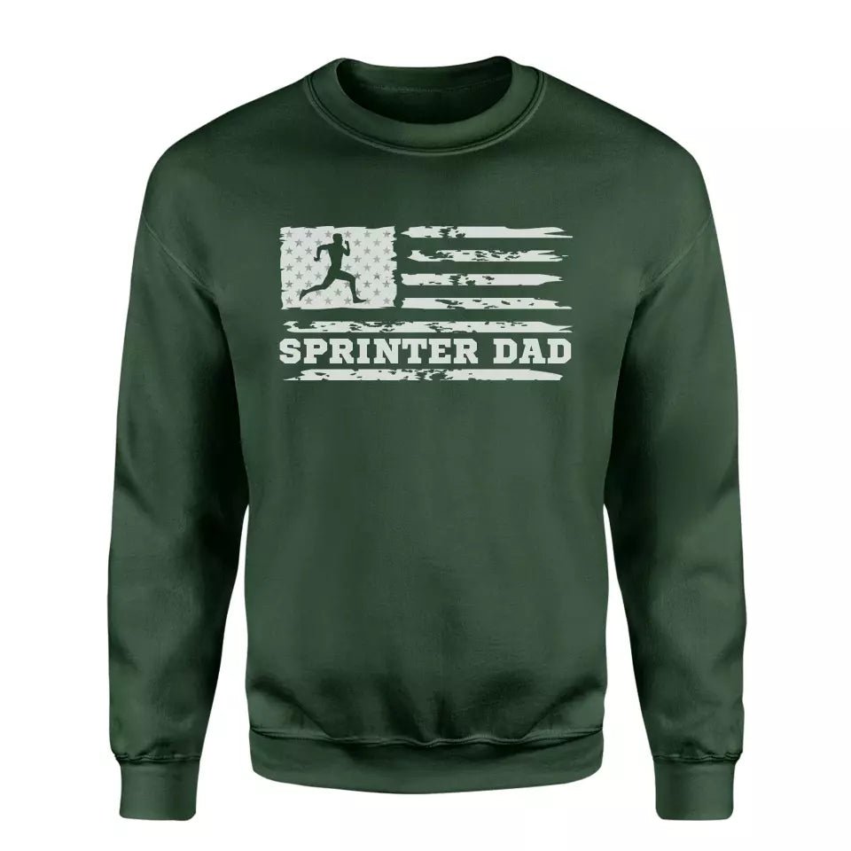 Sprint Dad Horizontal Flag on a Sweatshirt with a White Graphic