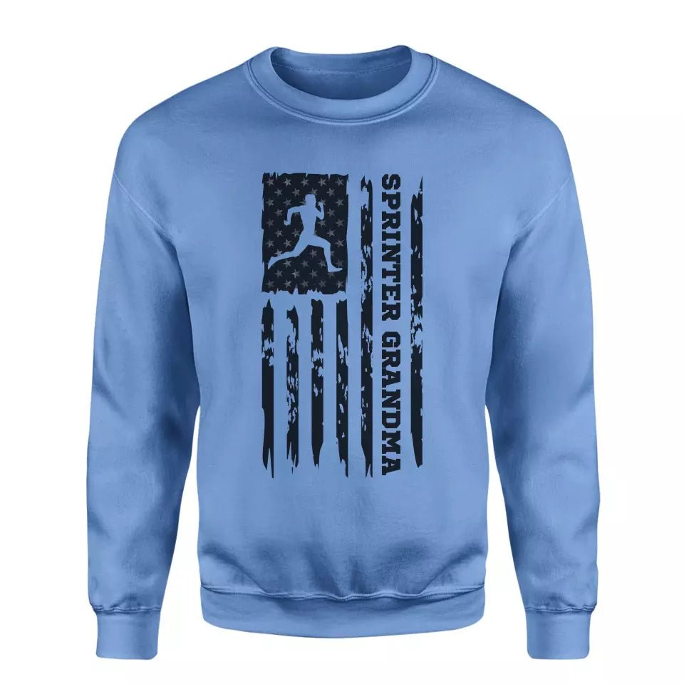 Sprint Grandma Vertical Flag on a Sweatshirt with a Black Graphic