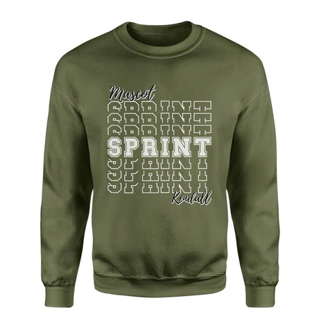 Custom Sprint on a Sweatshirt With Mascot and Sprinter Name on a Sweatshirt