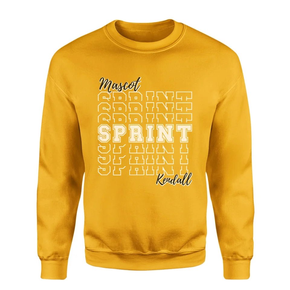 Custom Sprint on a Sweatshirt With Mascot and Sprinter Name on a Sweatshirt