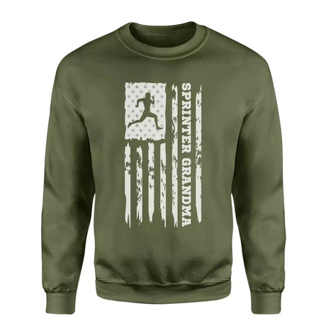 Sprint Grandma Vertical Flag on a Sweatshirt with a White Graphic