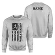Sprint Mom Vertical Flag With Sprinter Name on a Sweatshirt with a Black Graphic