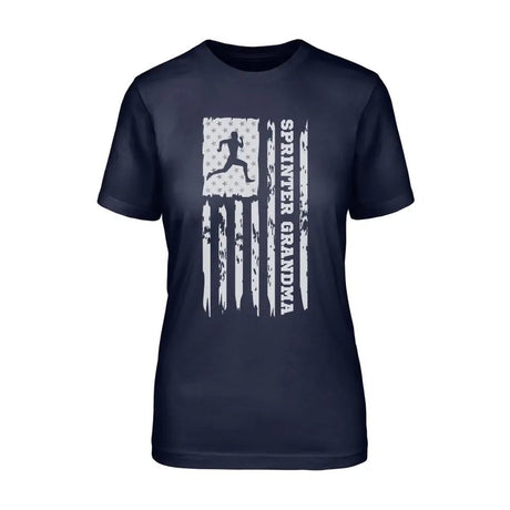 Sprint Grandma Vertical Flag on a Unisex T-Shirt with a White Graphic