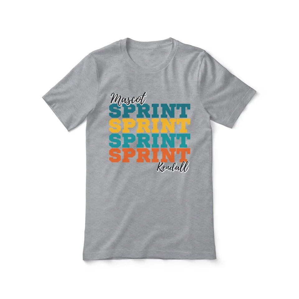 Personalized Sprint Sprint Sprint Shirt With Mascot and Sprinter Name on a Unisex T-Shirt