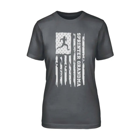 Sprint Grandma Vertical Flag on a Unisex T-Shirt with a White Graphic