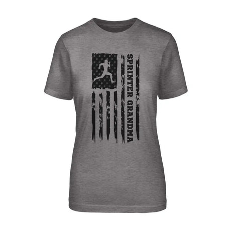 Sprint Grandma Vertical Flag on a Unisex T-Shirt with a Black Graphic
