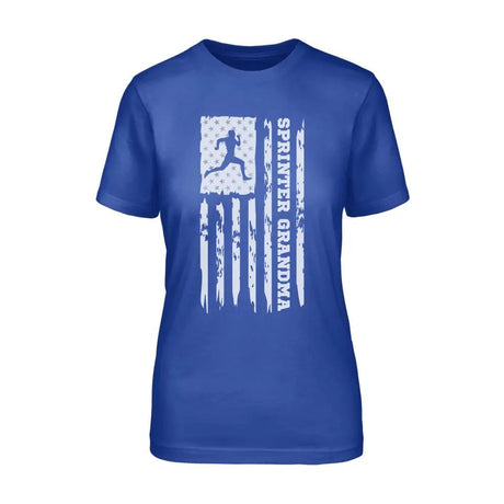 Sprint Grandma Vertical Flag on a Unisex T-Shirt with a White Graphic