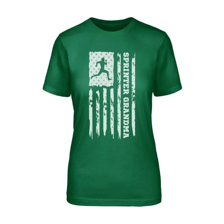 Sprint Grandma Vertical Flag on a Unisex T-Shirt with a White Graphic