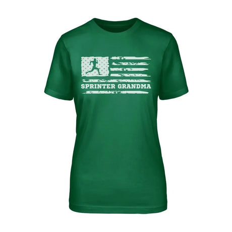 Sprint Grandma Horizontal Flag on a Unisex T-Shirt with a White Graphic