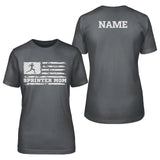 Sprint Mom Horizontal Flag With Sprinter Name on a Unisex T-Shirt with a White Graphic