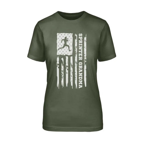 Sprint Grandma Vertical Flag on a Unisex T-Shirt with a White Graphic