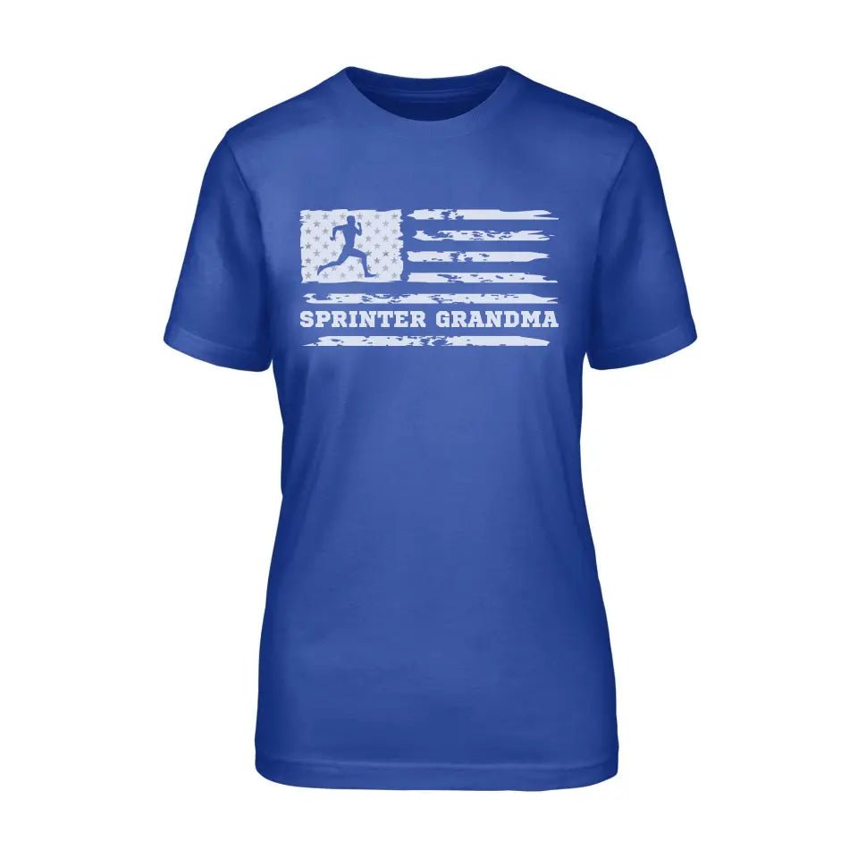 Sprint Grandma Horizontal Flag on a Unisex T-Shirt with a White Graphic