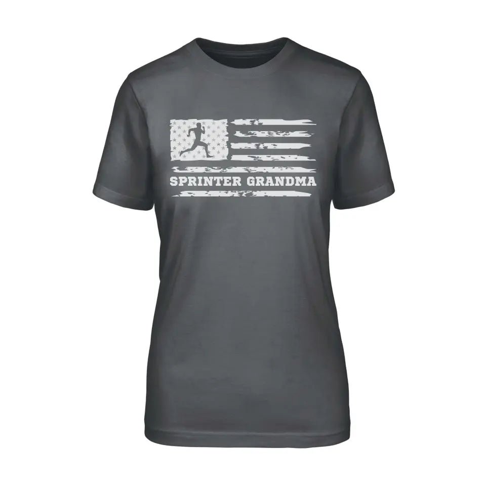 Sprint Grandma Horizontal Flag on a Unisex T-Shirt with a White Graphic