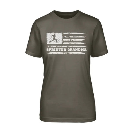 Sprint Grandma Horizontal Flag on a Unisex T-Shirt with a White Graphic