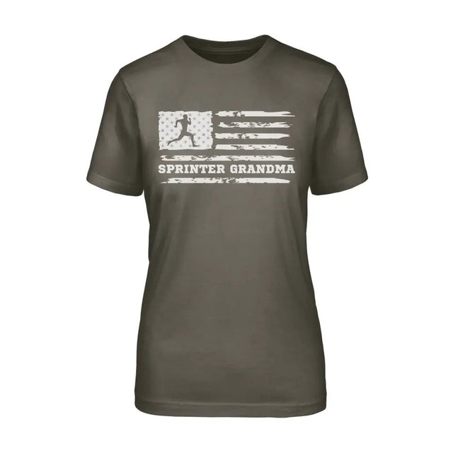 Sprint Grandma Horizontal Flag on a Unisex T-Shirt with a White Graphic
