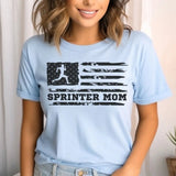 Sprint Mom Horizontal Flag on a Unisex T-Shirt with a Black Graphic