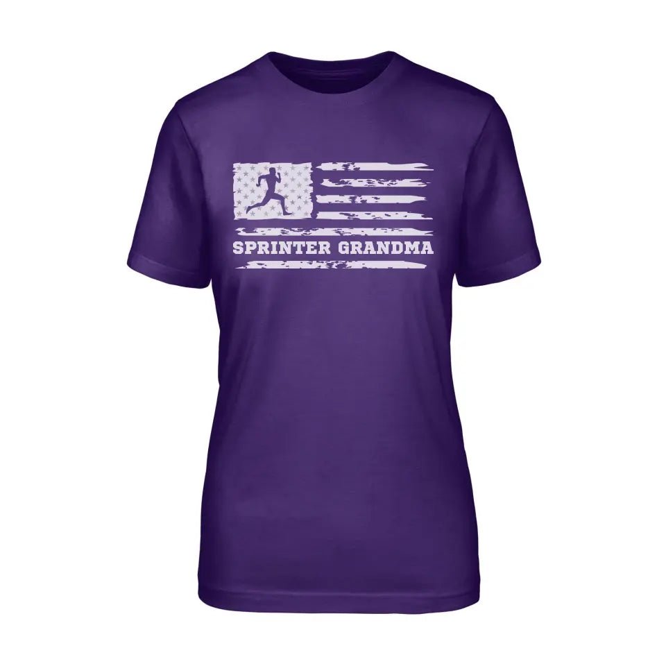 Sprint Grandma Horizontal Flag on a Unisex T-Shirt with a White Graphic