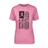 Sprint Grandma Vertical Flag on a Unisex T-Shirt with a Black Graphic