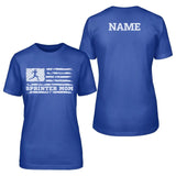 Sprint Mom Horizontal Flag With Sprinter Name on a Unisex T-Shirt with a White Graphic