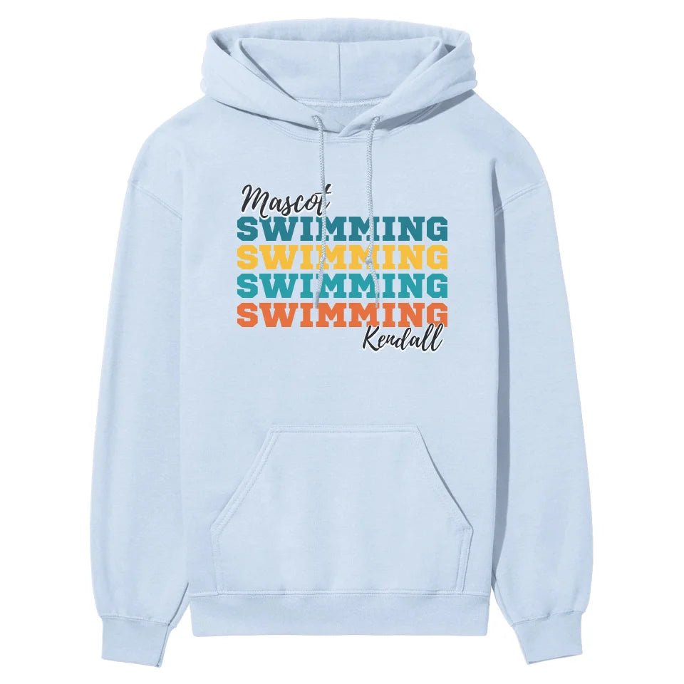 Personalized Swimming Swimming Swimming on a Hoodie With Mascot and Swimmer Name on a Hoodie