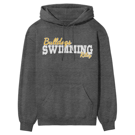 Custom Swimming Mascot and Swimmer Name on a Hoodie with a White Graphic