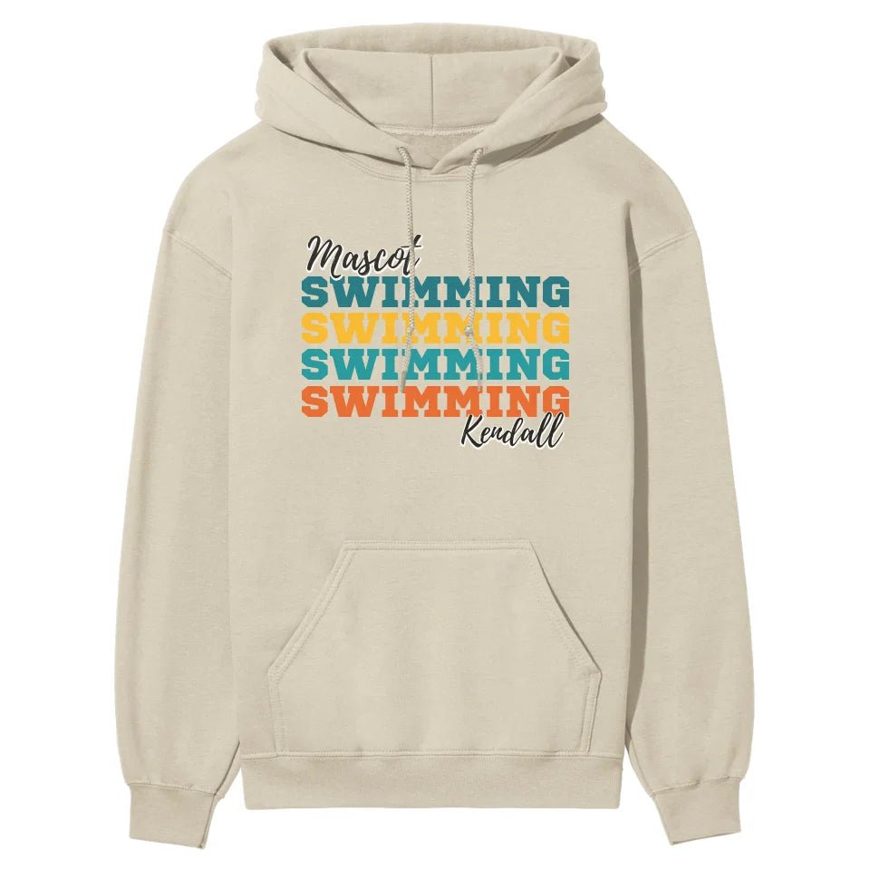 Personalized Swimming Swimming Swimming on a Hoodie With Mascot and Swimmer Name on a Hoodie