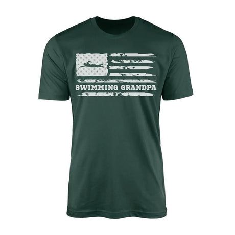 Swimming Grandpa Horizontal Flag on a Men's T-Shirt with a White Graphic