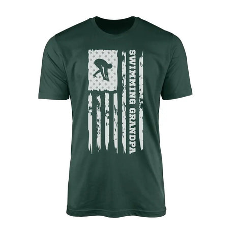 Swimming Grandpa Vertical Flag on a Men's T-Shirt with a White Graphic